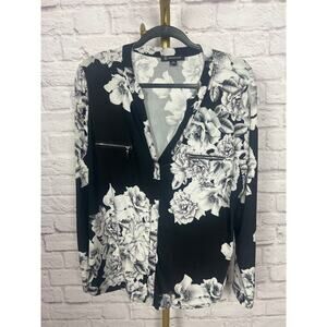 INC International Concepts Black and White Floral Blouse